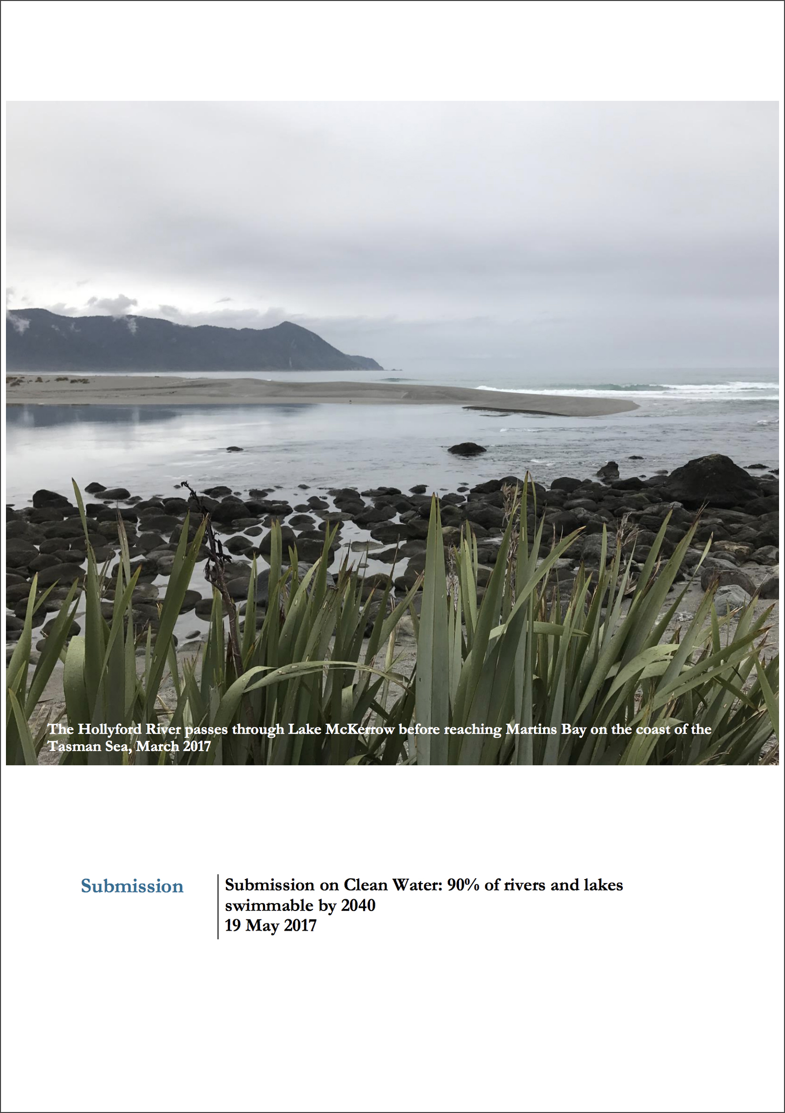 Submission 2017/03 – Clean Water: 90% of rivers and lakes swimmable by 2040