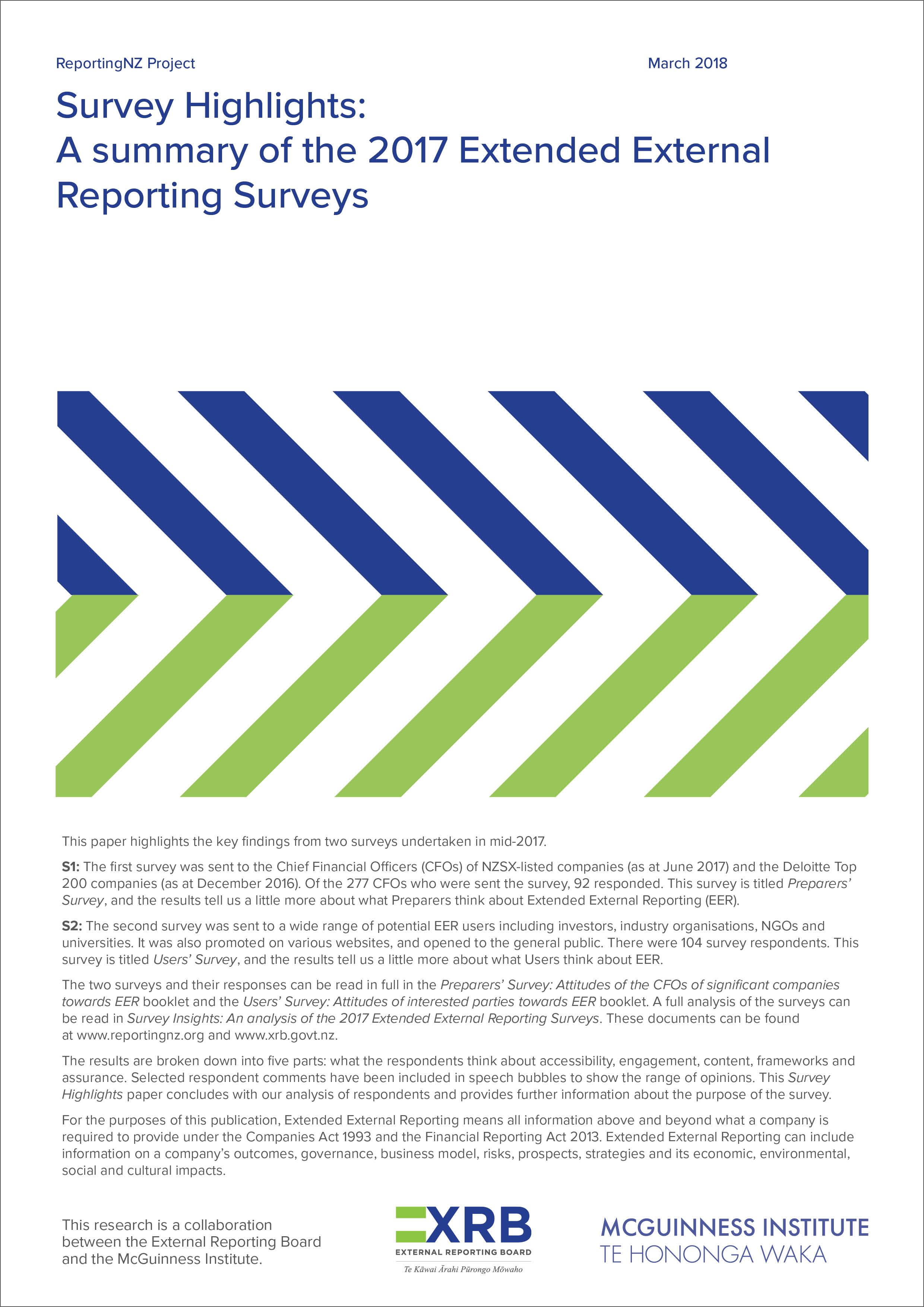 Survey Highlights: A summary of the 2017 Extended External Reporting Surveys