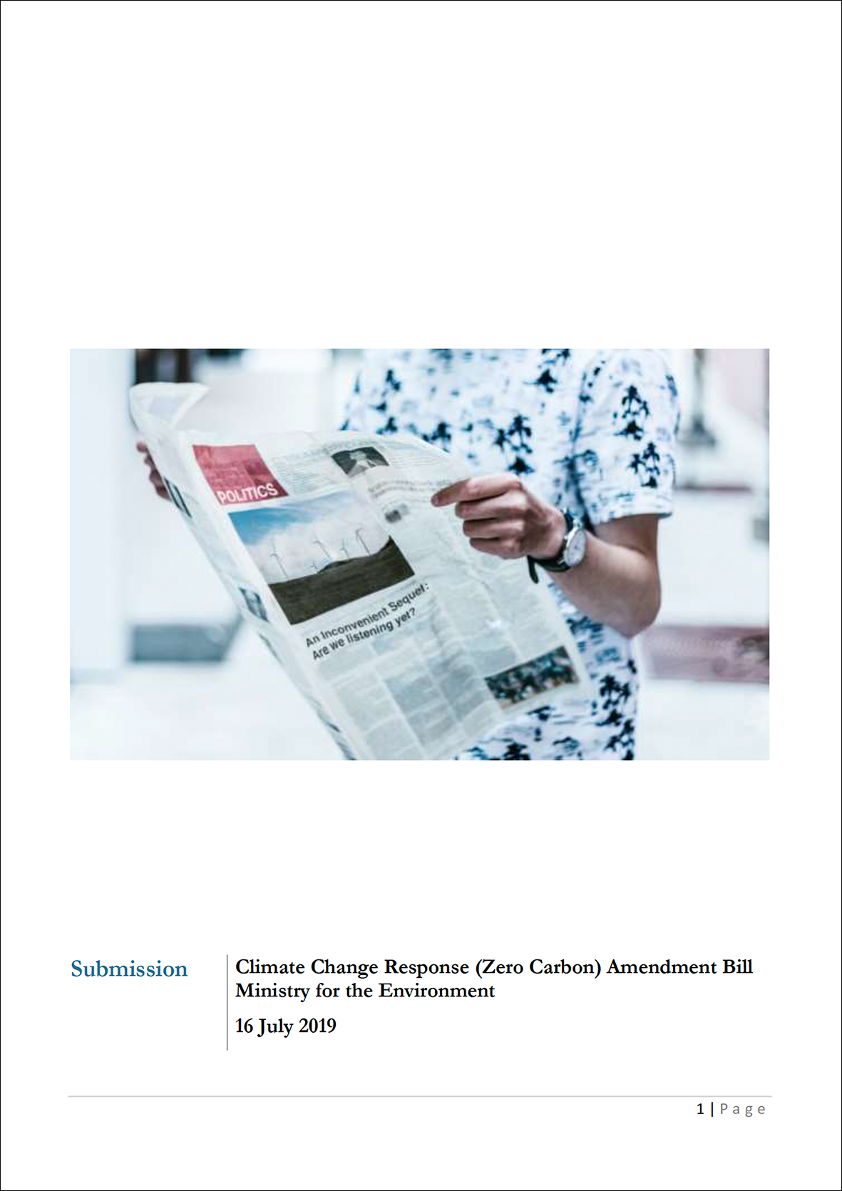 Submission 2019/03 – Climate Change Response (Zero Carbon) Amendment Bill – Ministry for the Environment