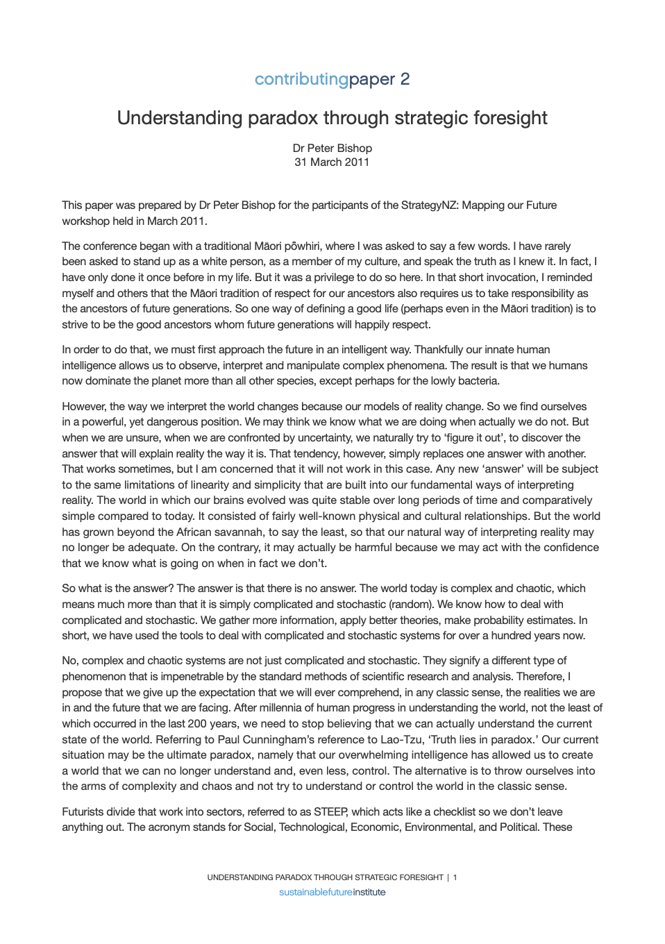 StrategyNZ: Understanding paradox through strategic foresight