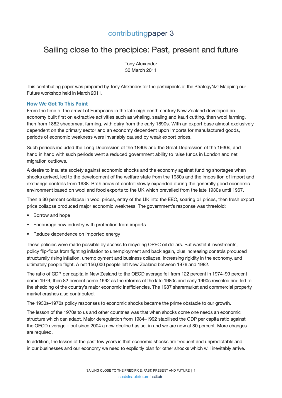 StrategyNZ: Sailing close to the precipice: Past, present and future