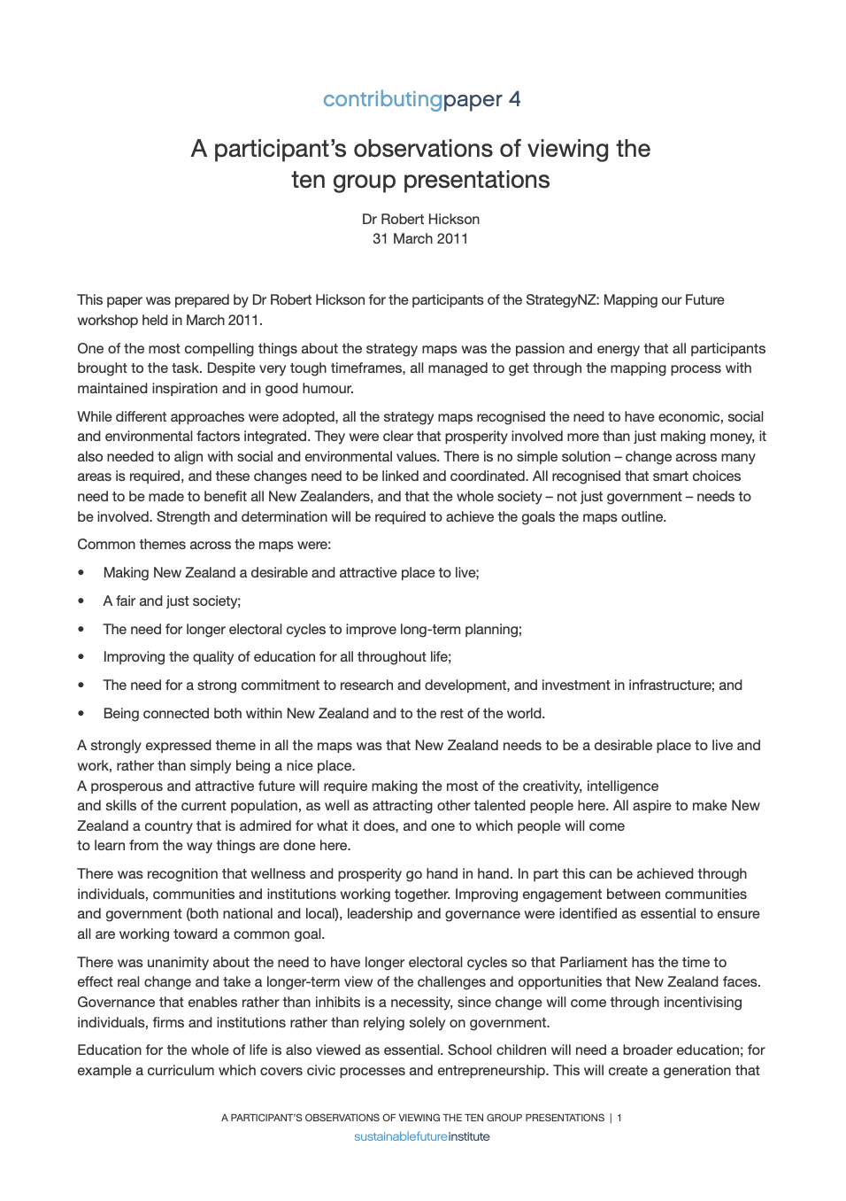 StrategyNZ: A participant's observations of viewing the ten group presentations