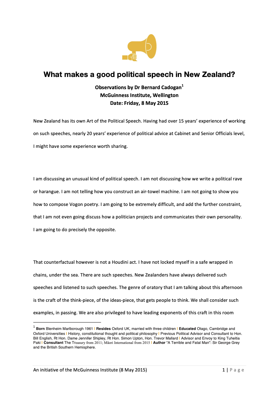 What makes a good political speech in New Zealand?