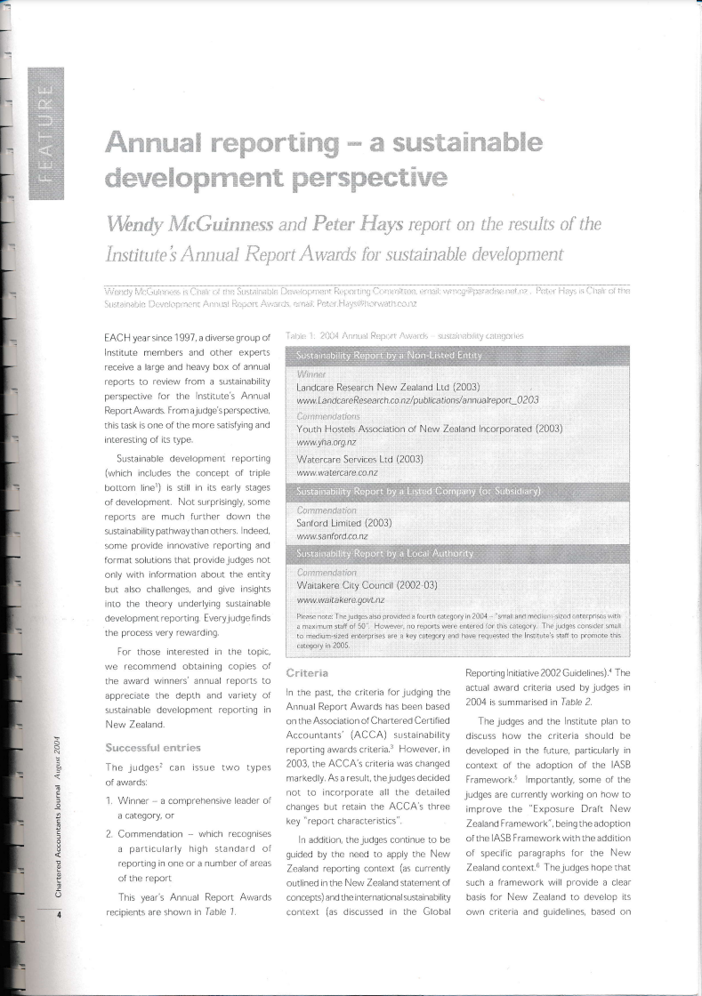 Annual reporting – a sustainable development perspective