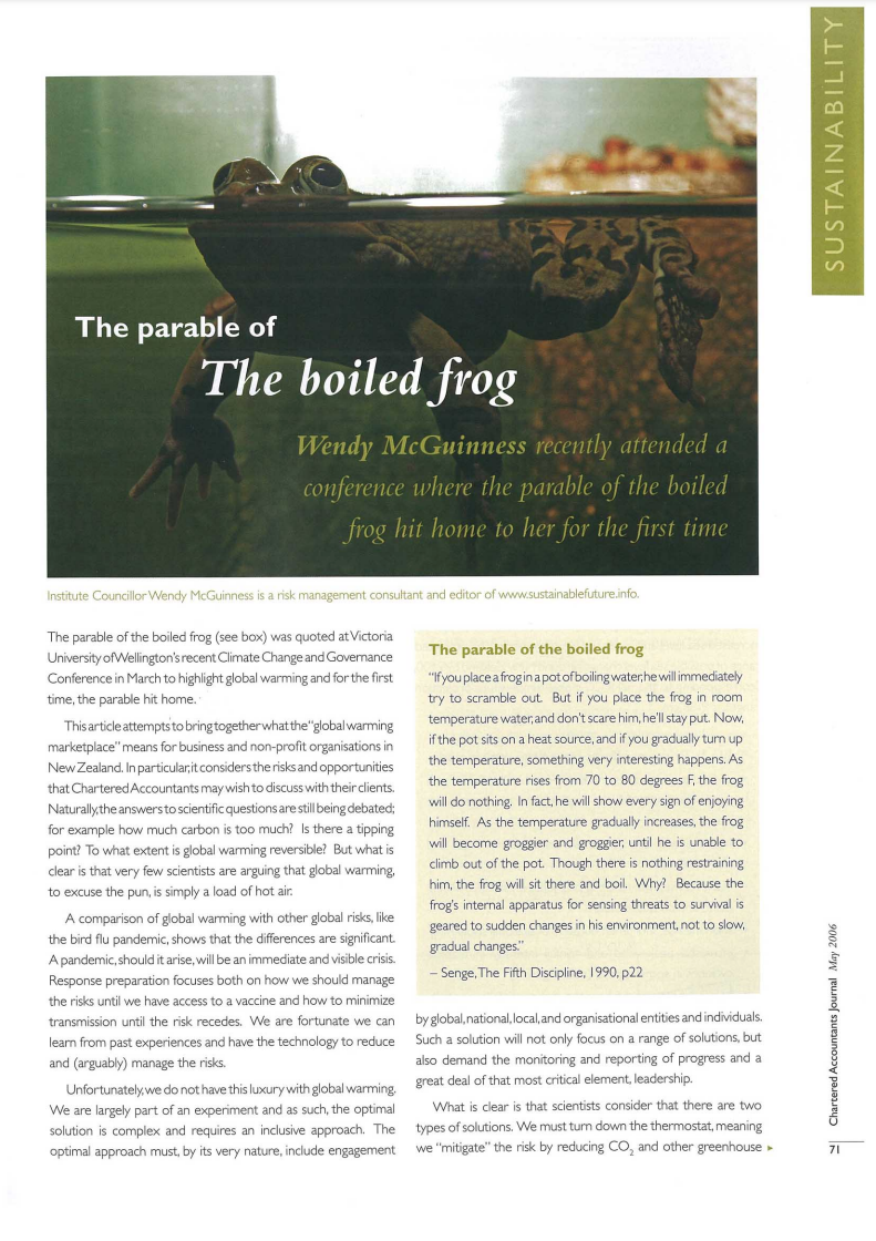 The parable of The boiled frog