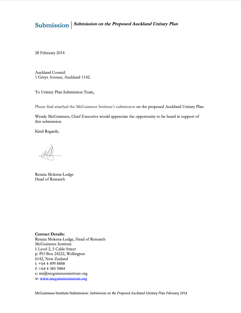Submission 2014/03 – Proposed Auckland Unitary Plan 