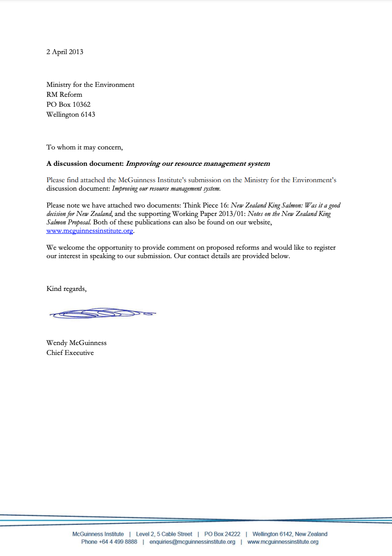 Submission 2013/02 – A discussion document: Improving our resource management system