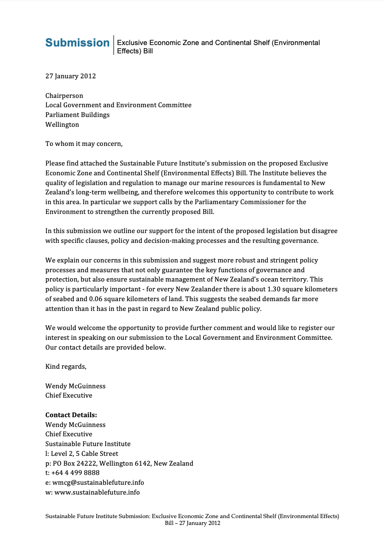 Submission 2012/01 – Exclusive Economic Zone and Continental Shelf (Environmental Effects) Bill