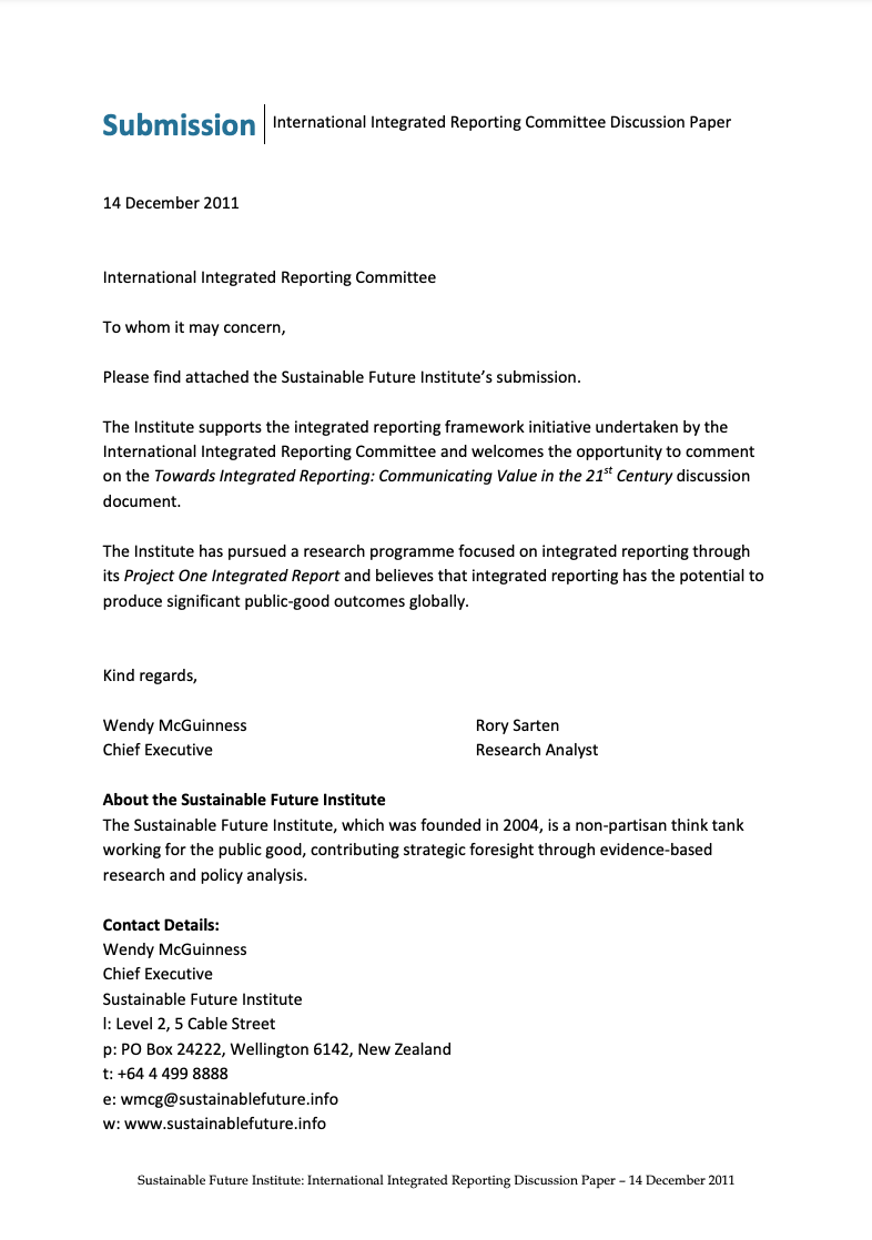 Submission 2011/03 – International Integrated Reporting Committee Discussion Paper