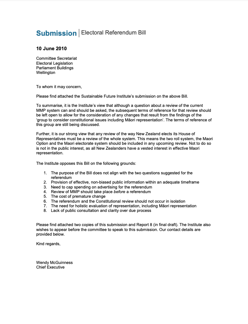 Submission 2010/04 – Electoral Referendum Bill