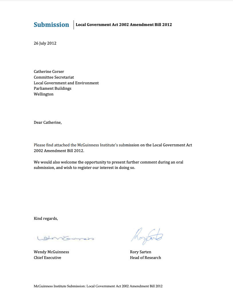 Submission 2012/07 – Local Government Act 2002 Amendment Bill 2012