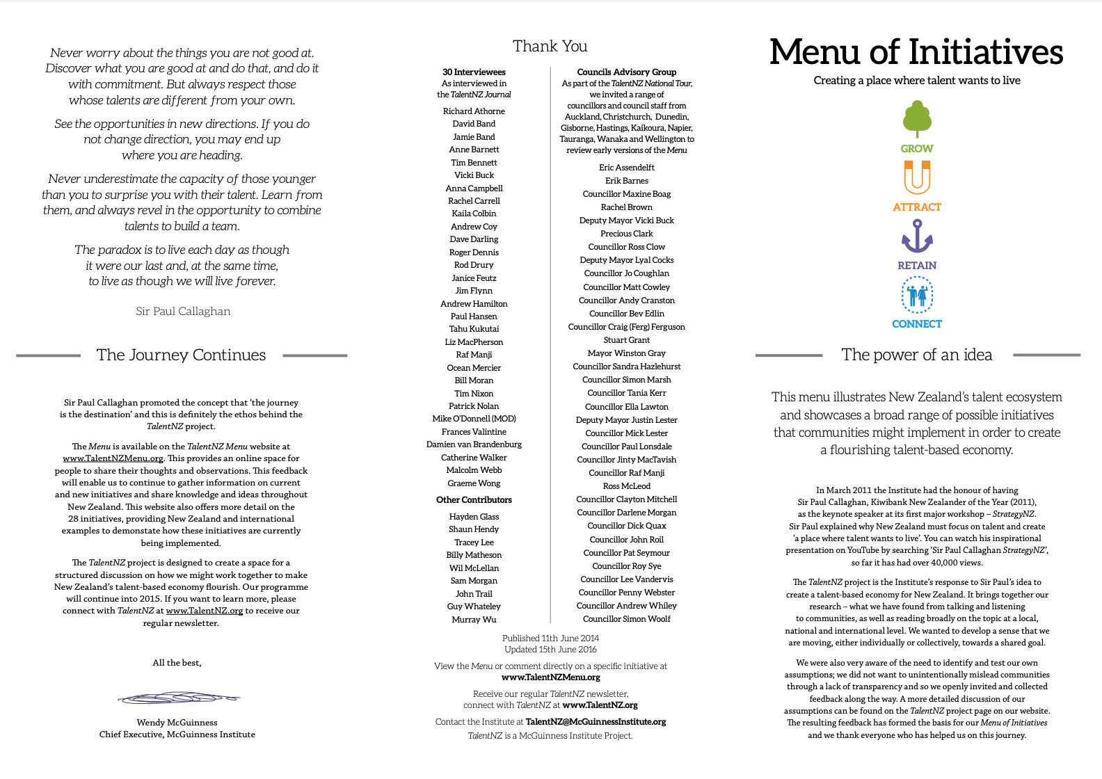 Menu of Initiatives