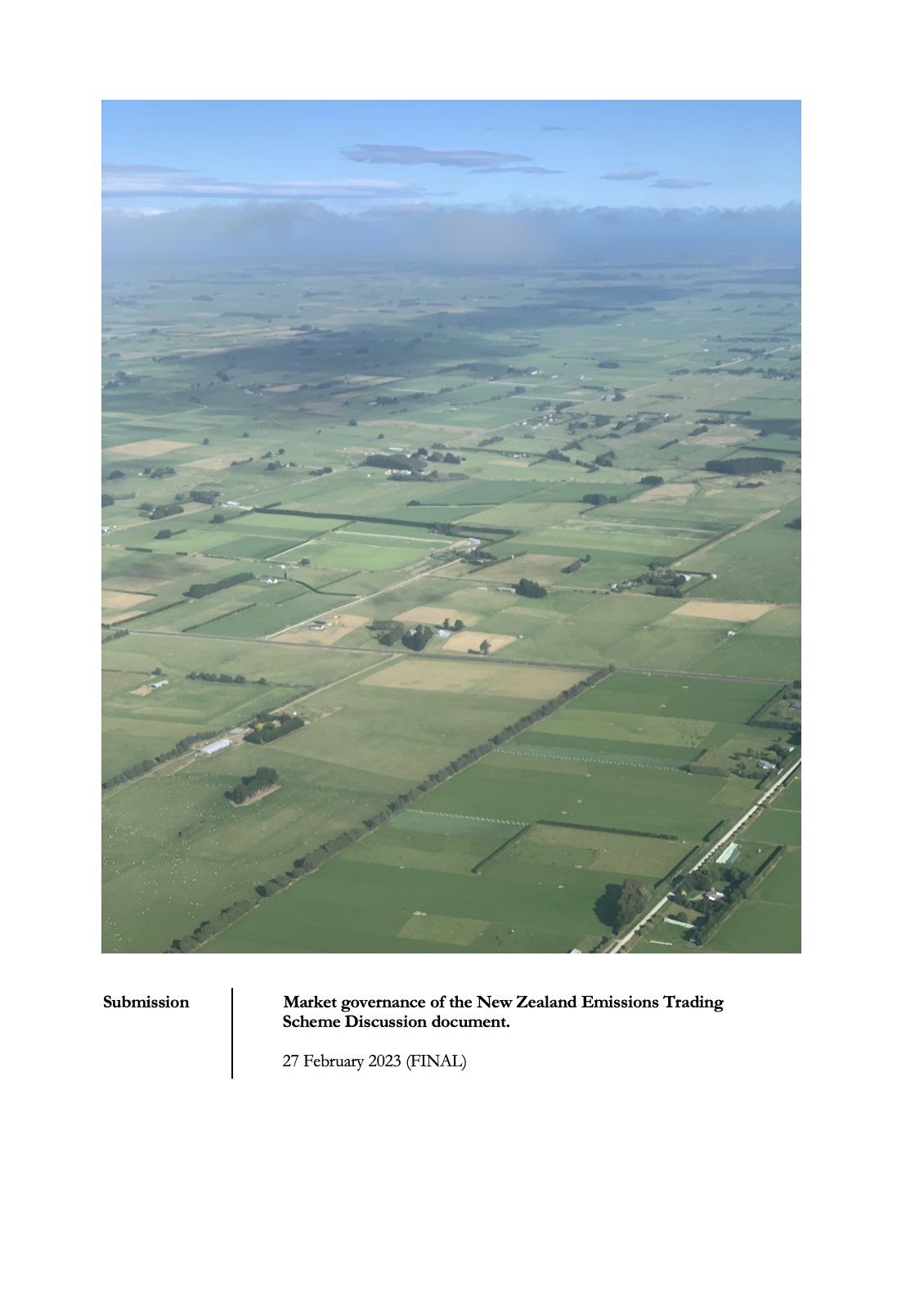 Submission 2023/02 – Market governance of the New Zealand Emissions Trading Scheme Discussion document.