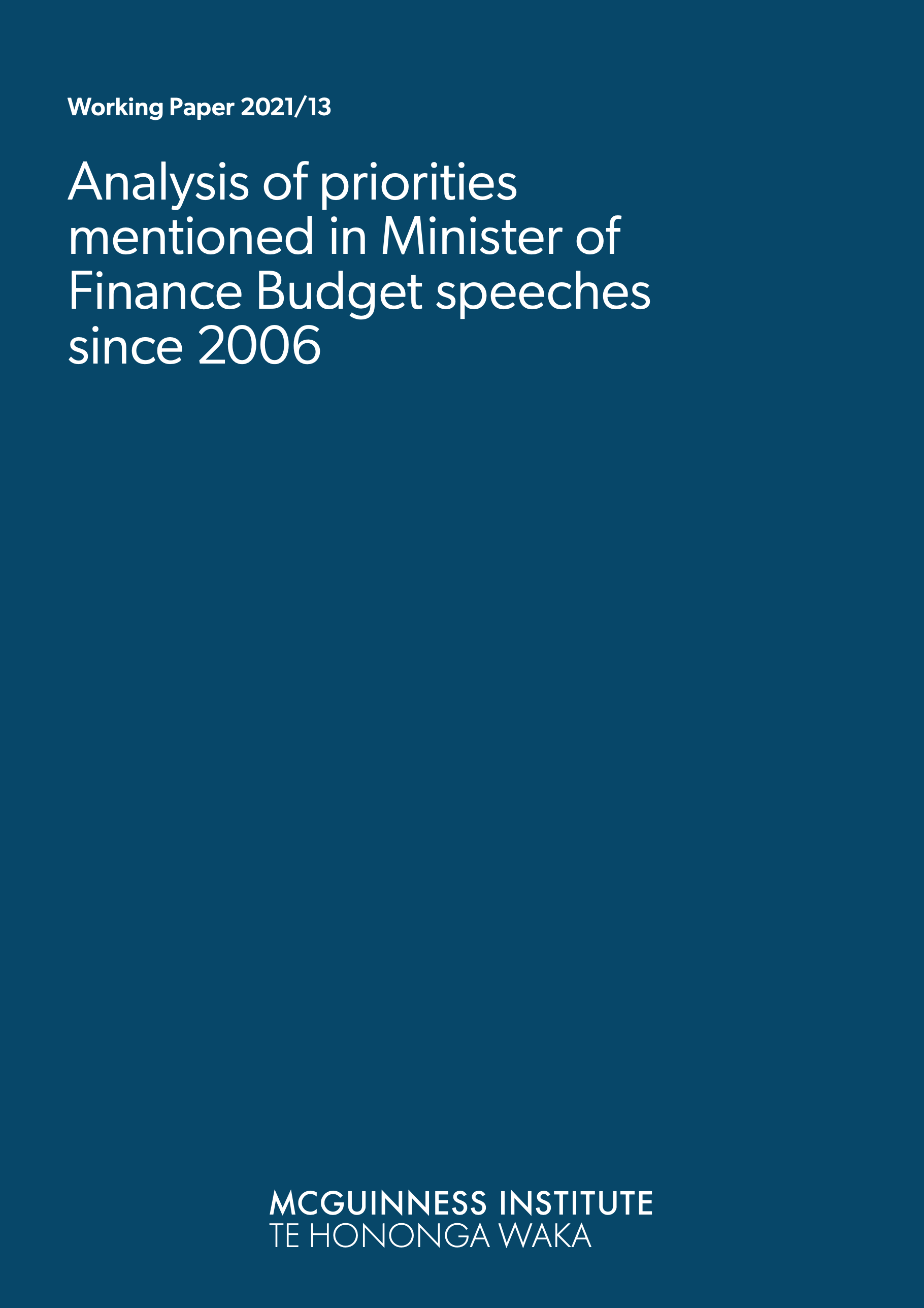 Working Paper 2021/13 – Analysis of priorities mentioned in Minister of Finance Budget speeches since 2006