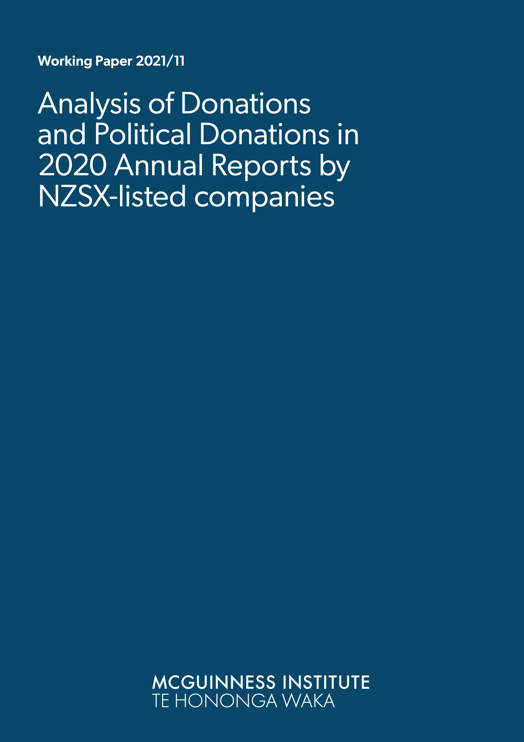 Working Paper 2021/11 – Analysis of Donations and Political Donations in 2020 Annual Reports by NZSX-listed companies