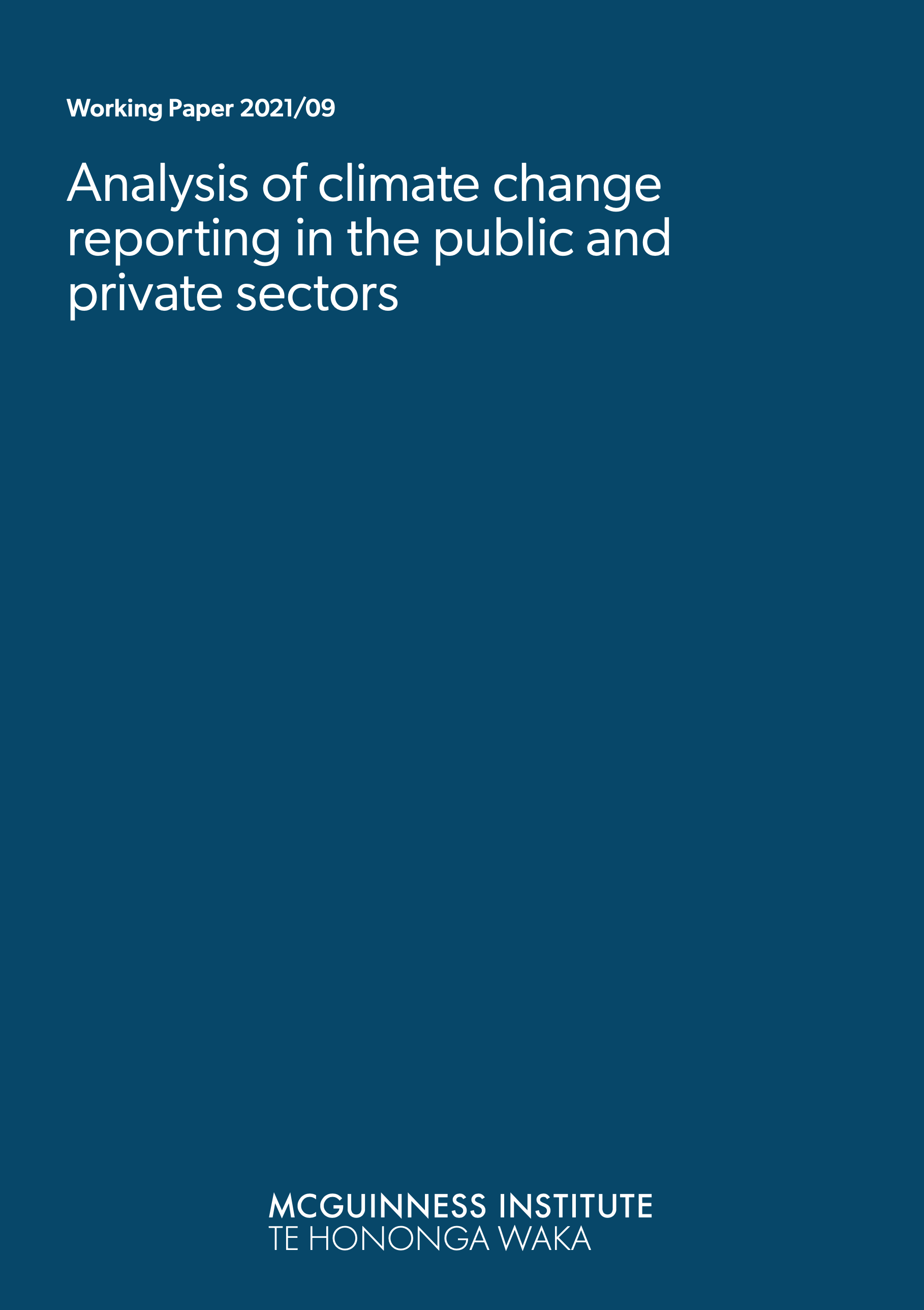 Working Paper 2021/09 – Analysis of climate change reporting in the public and private sectors