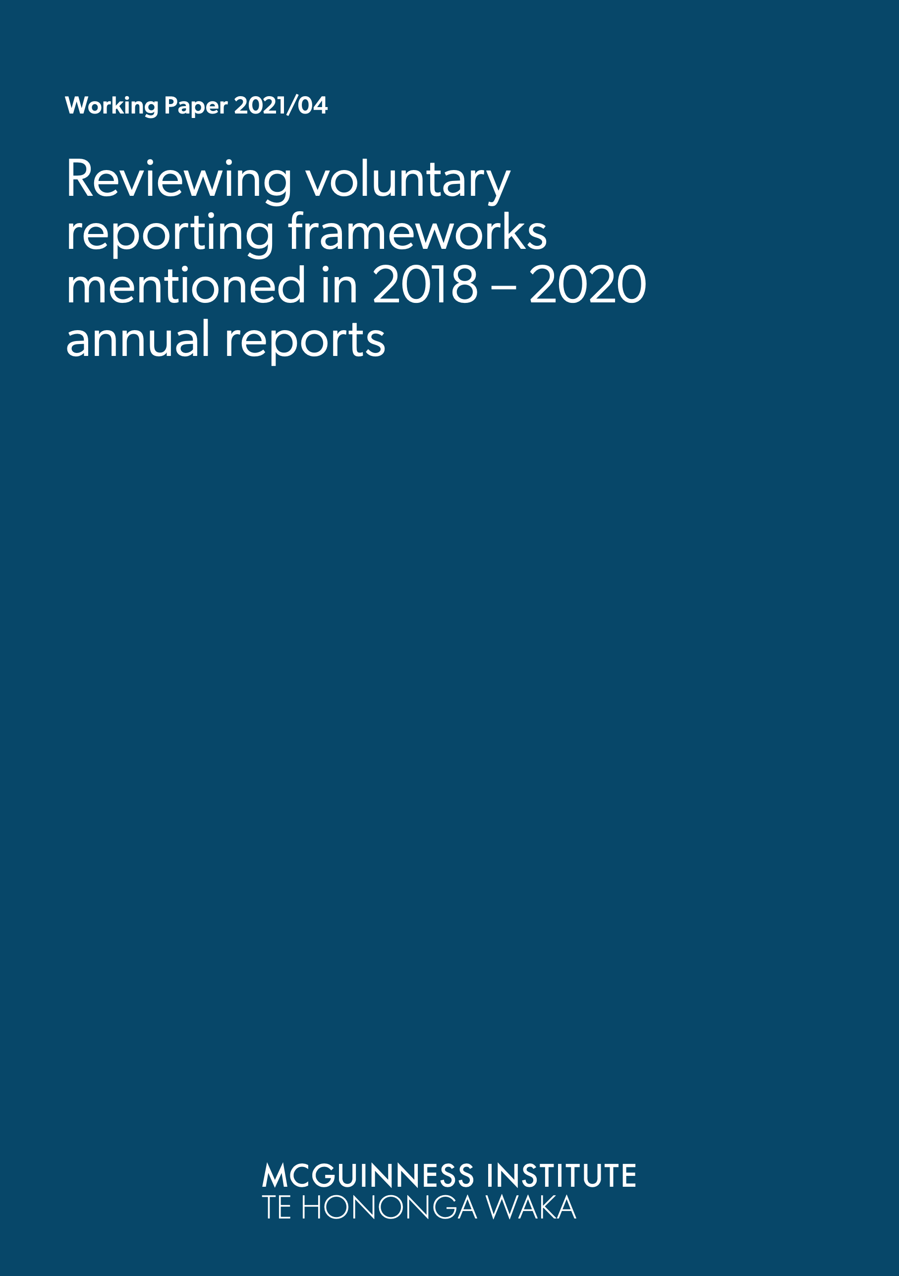 Working Paper 2021/04 – Reviewing voluntary reporting frameworks mentioned in 2018–2020 annual reports