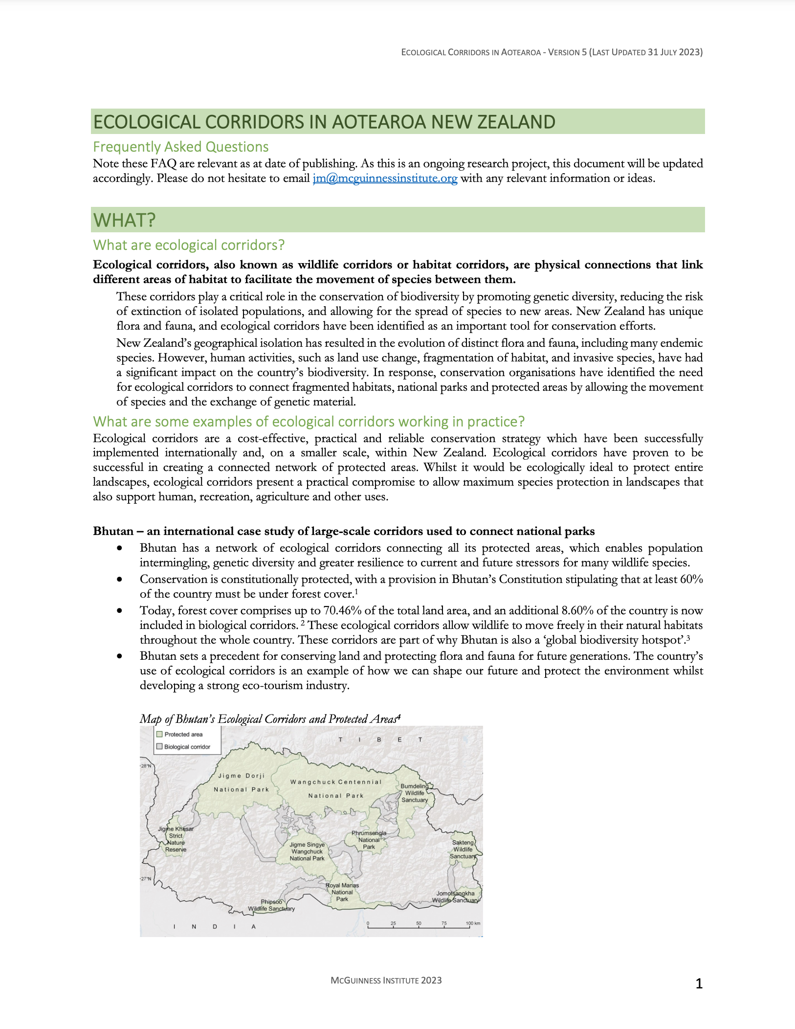 Ecological corridors in Aotearoa New Zealand – Frequently asked questions