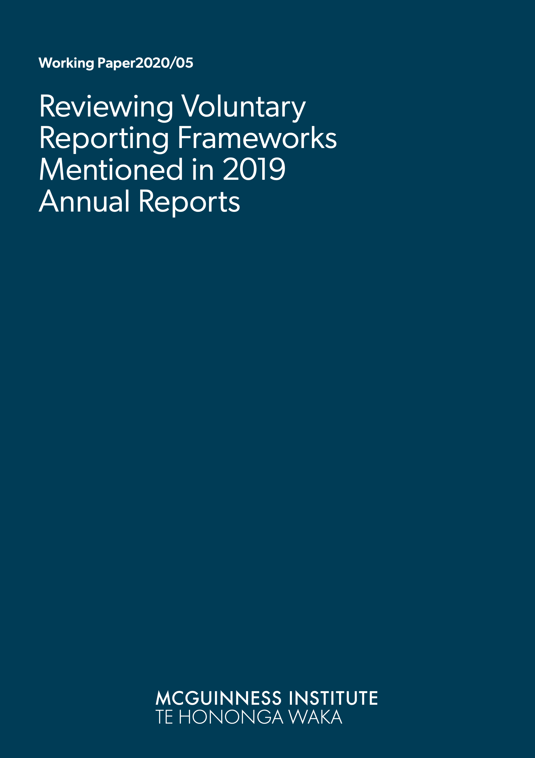 Working Paper 2020/05 – Reviewing Voluntary Reporting Frameworks Mentioned in 2019 Annual Reports