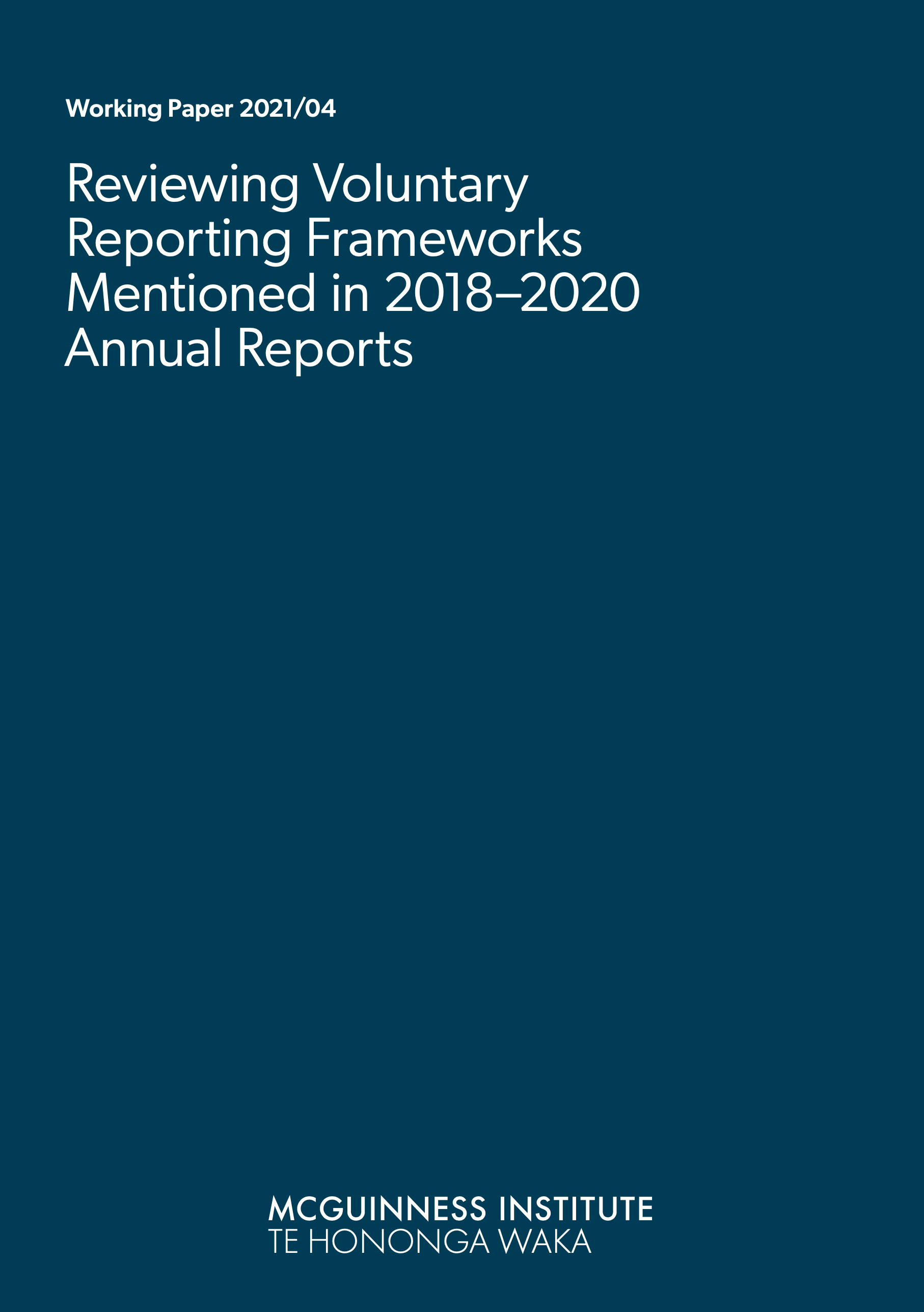 Working Paper 2021/04 – Reviewing voluntary reporting frameworks mentioned in 2018–2020 annual reports