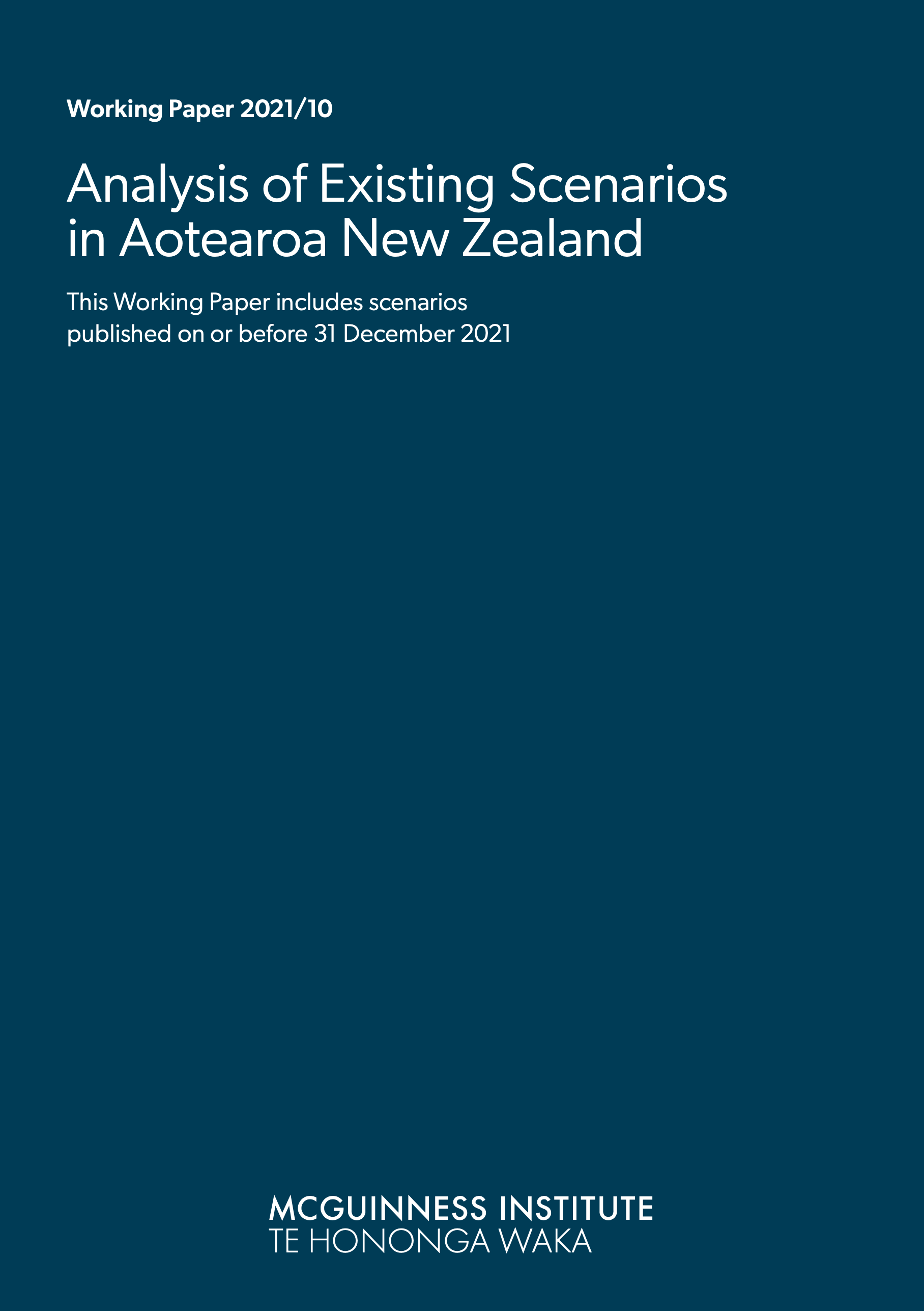 Working Paper 2021/10 – Analysis of existing scenarios in Aotearoa New Zealand