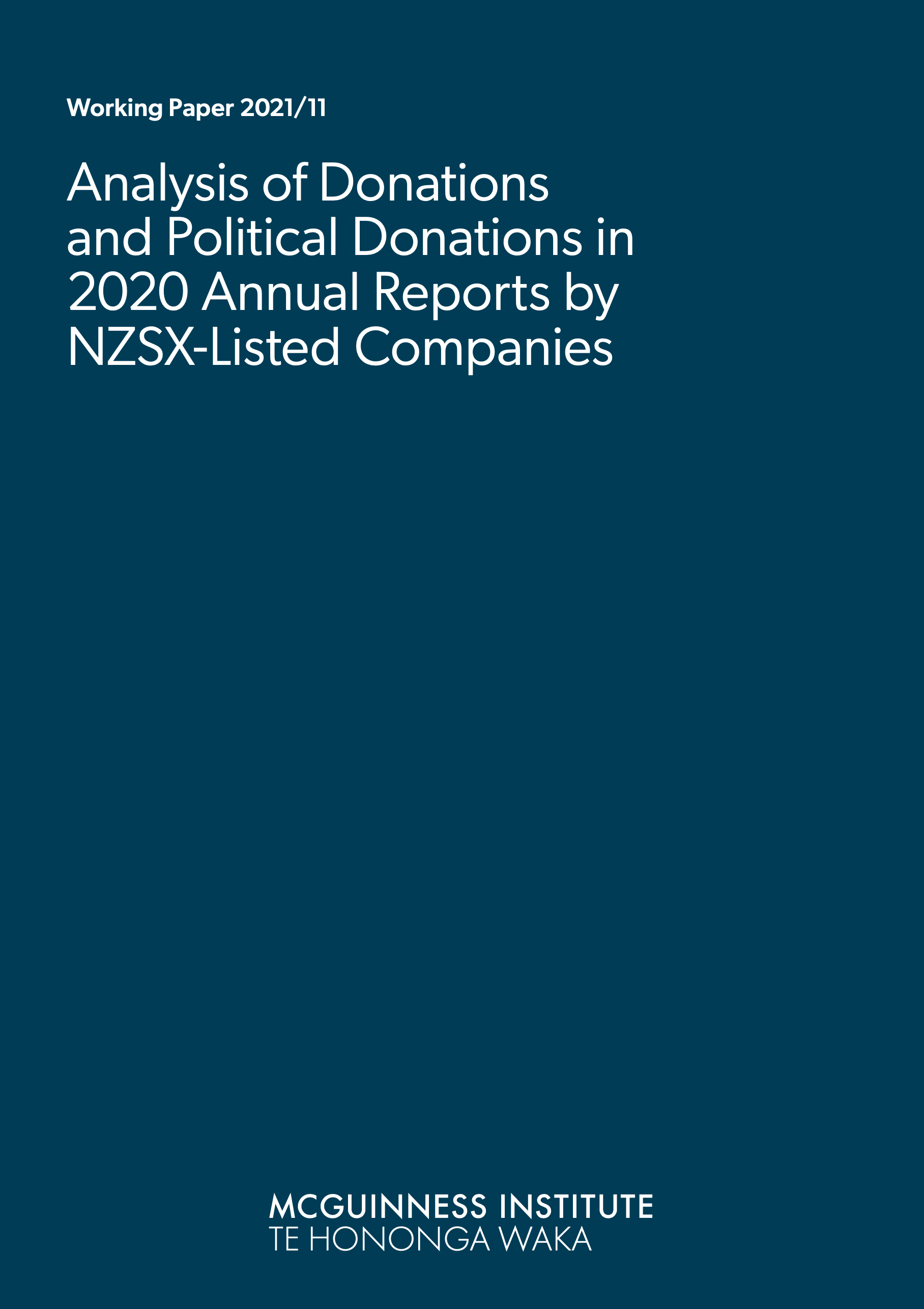 Working Paper 2021/11 – Analysis of Donations and Political Donations in 2020 Annual Reports by NZSX-listed companies