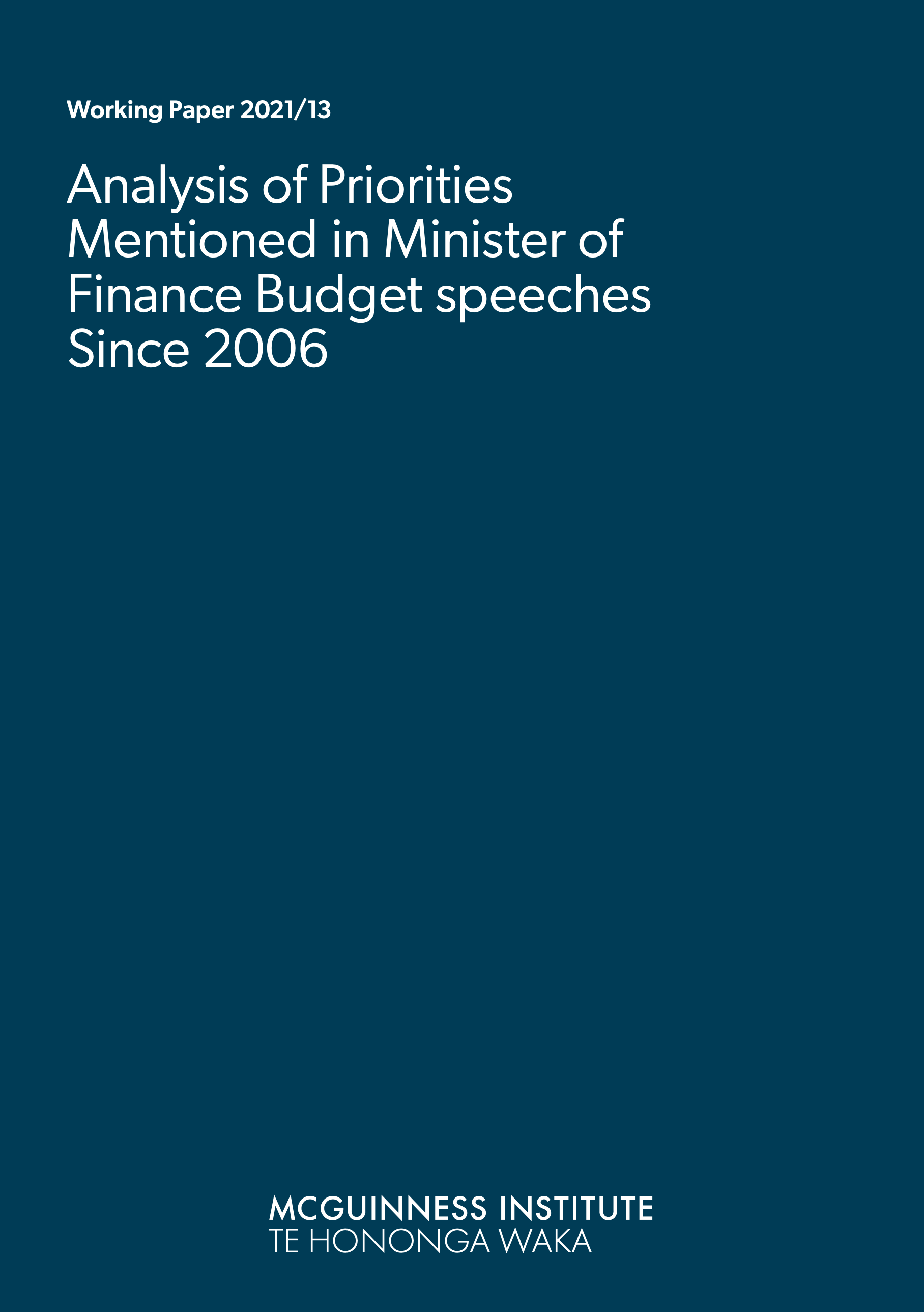 Working Paper 2021/13 – Analysis of priorities mentioned in Minister of Finance Budget speeches since 2006