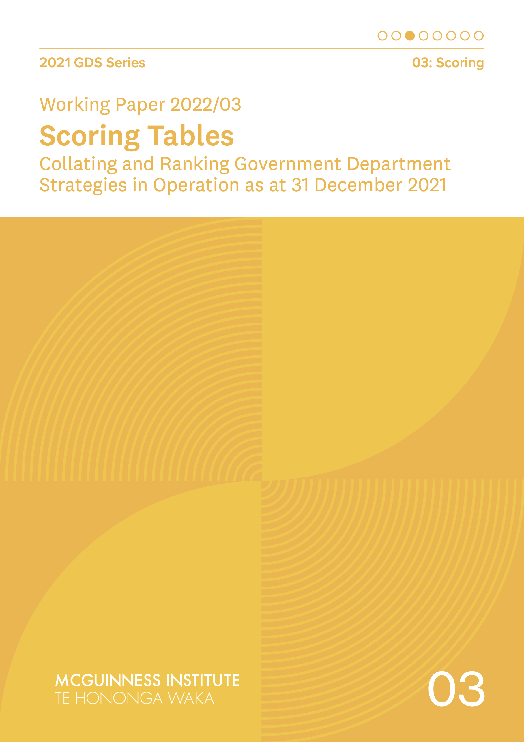 Working Paper 2022/03 – Scoring Tables Collating and Ranking Government Department Strategies in Operation as at 31 December 2021