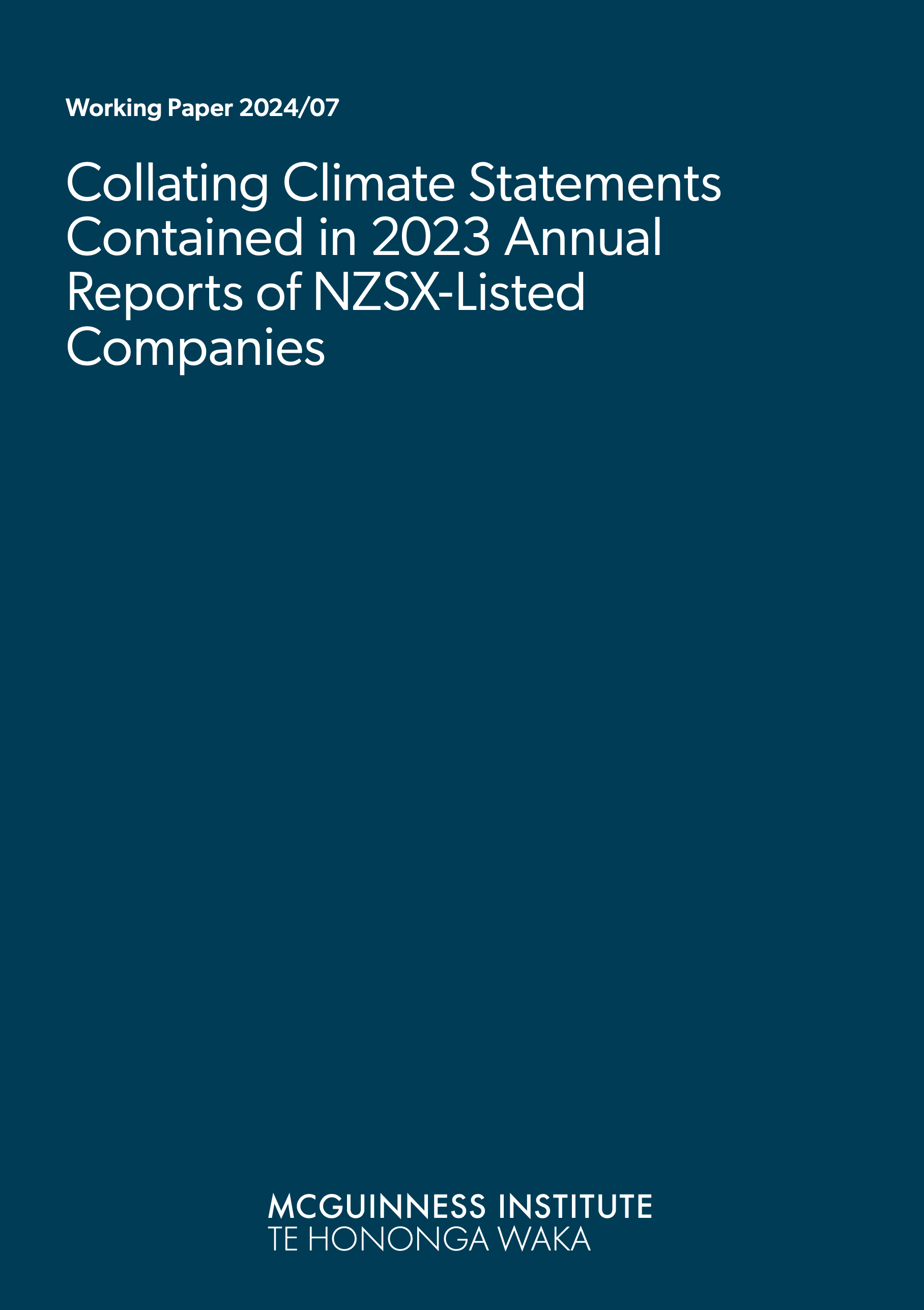 Working Paper 2024/07 – Collating climate statements contained in 2023 annual reports of NZSX-listed companies